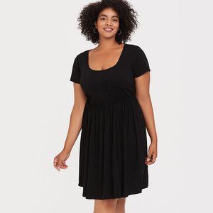 Black Challis Skater Dress